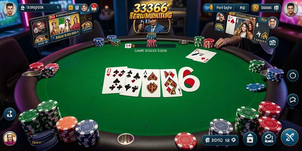 Tampilan gameplay seru dalam aplikasi Poker 333666.