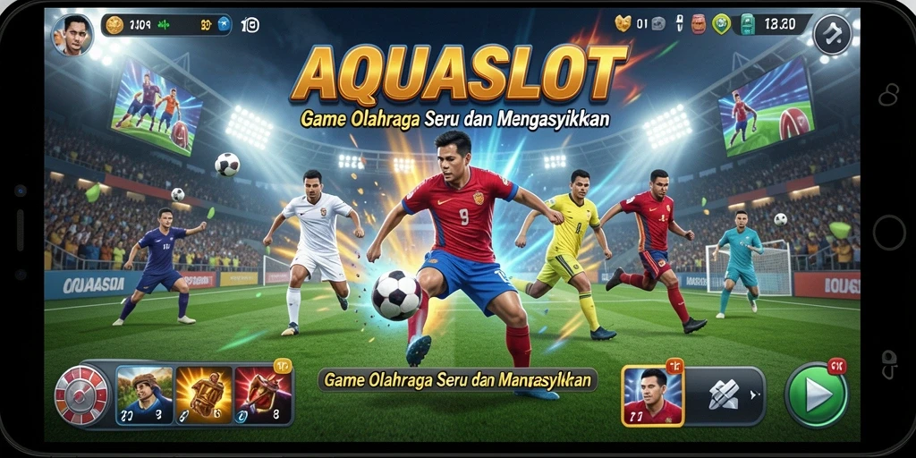 Gameplay AQUASLOT menunjukkan pertandingan olahraga yang menegangkan.