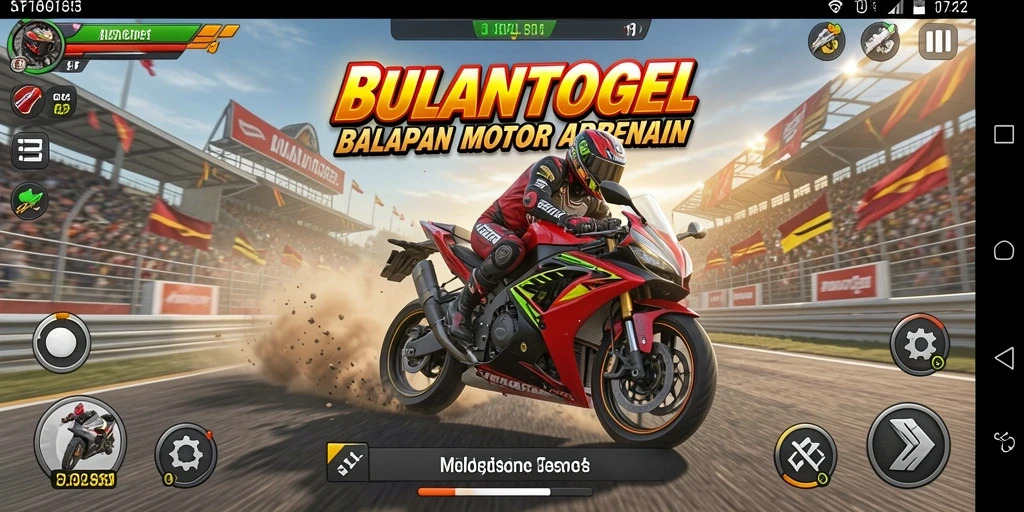 Tampilan gameplay <strong>BULANTOGEL</strong> dengan balapan seru di trek menantang.