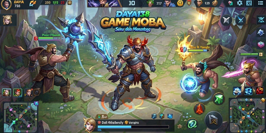 Gameplay seru dalam pertempuran MOBA yang intens.