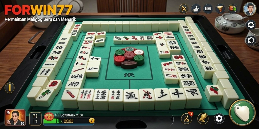Screenshot utama FORWIN77 menampilkan gameplay Mahjong yang menarik.