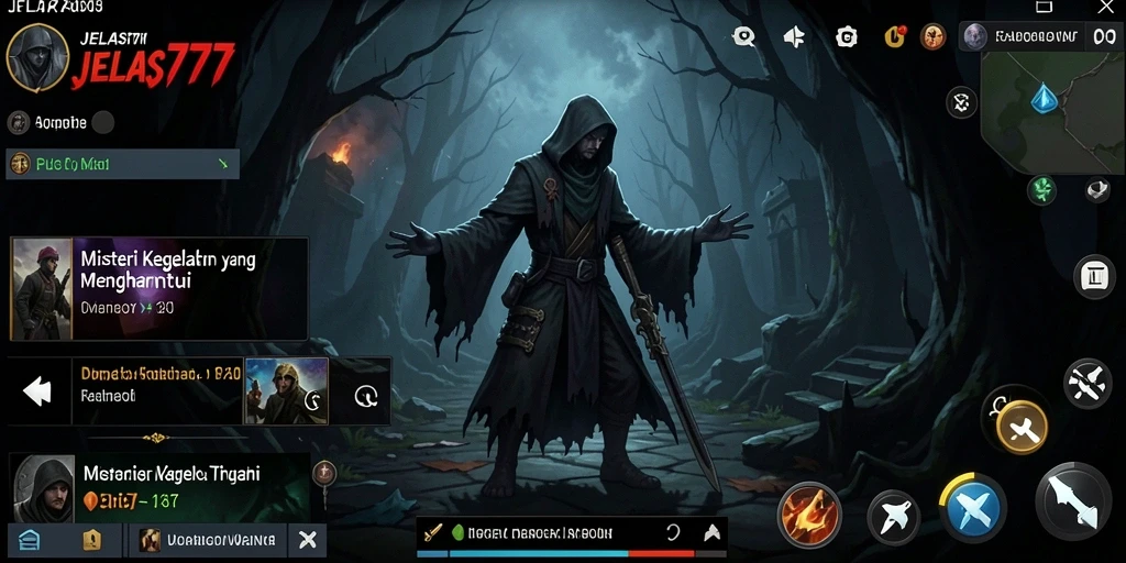 Tampilan gameplay JELAS777 dengan suasana Horror yang mencekam.
