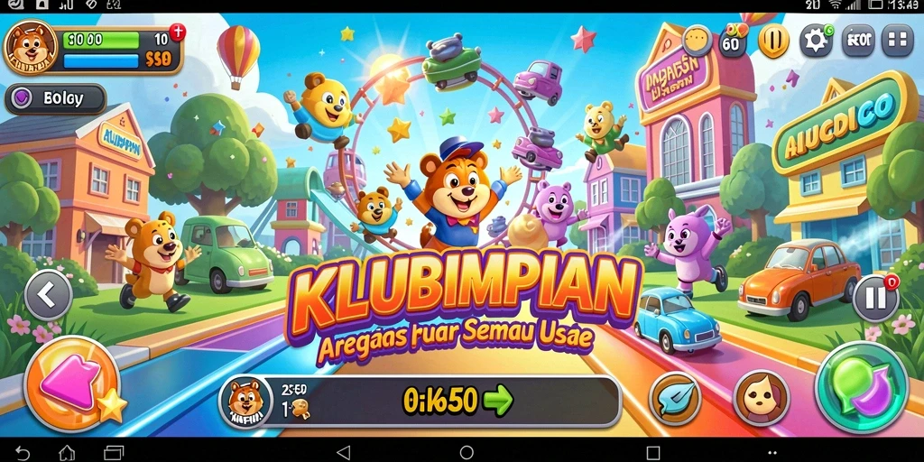 Screenshot menunjukkan gameplay seru dari KLUBIMPIAN dengan karakter aktif.