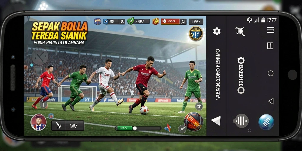 Screenshot L777 menampilkan aksi seru dalam pertandingan sepak bola.