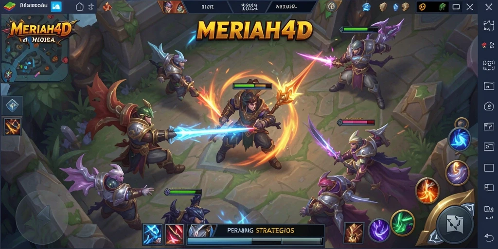 Tangkapan layar gameplay <strong>MERIAH4D</strong> yang menunjukkan pertempuran sengit di arena.
