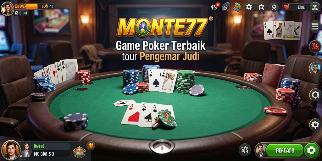 Tampilan menarik dari gameplay poker di MONTE77.