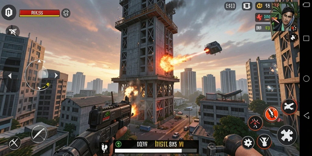 Tangkapan layar RK55 menampilkan aksi seru dalam permainan Tower Defense.