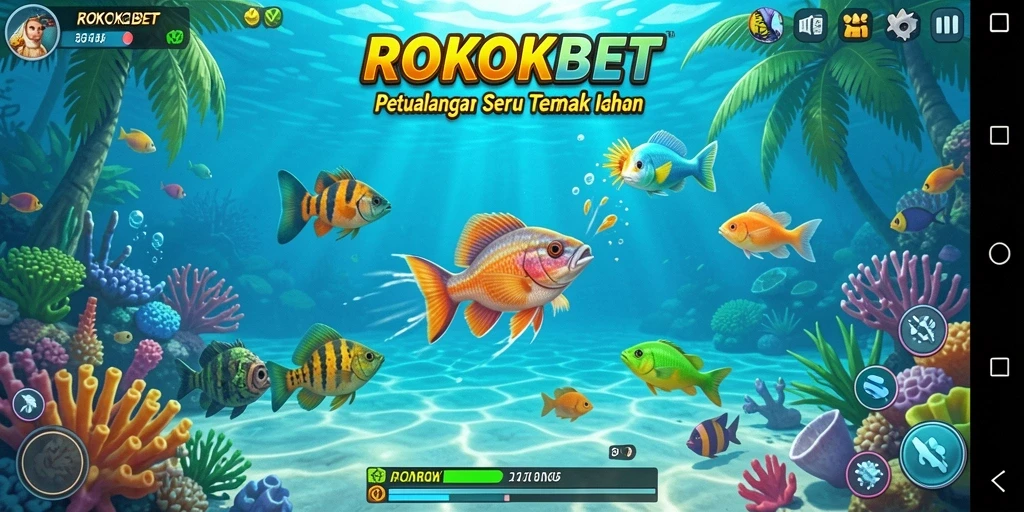 Tangkapan layar gameplay ROKOKBET yang menampilkan aksi seru dalam Tembak Ikan.