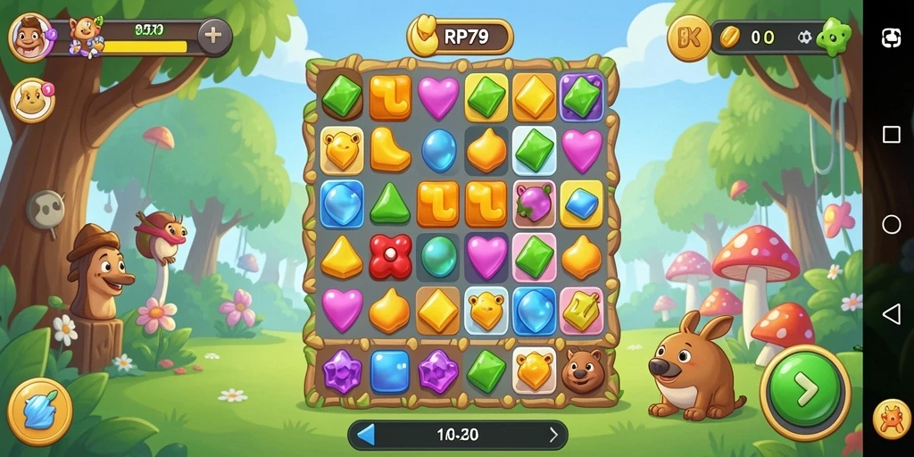 Screenshot gameplay RP79 yang penuh warna dan seru.