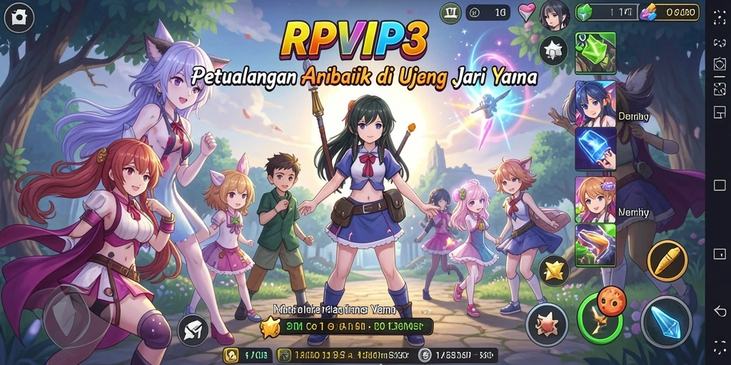 Tampilan screenshot RPVIP3 menampilkan pertarungan karakter Anime yang intens.