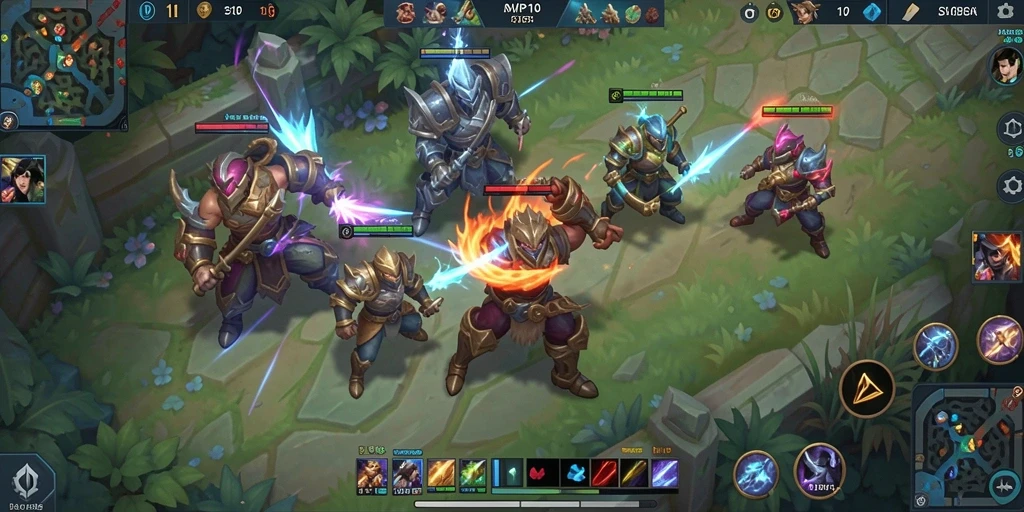 Screenshot game SVIP10 dengan aksi pertempuran seru dalam mode MOBA.