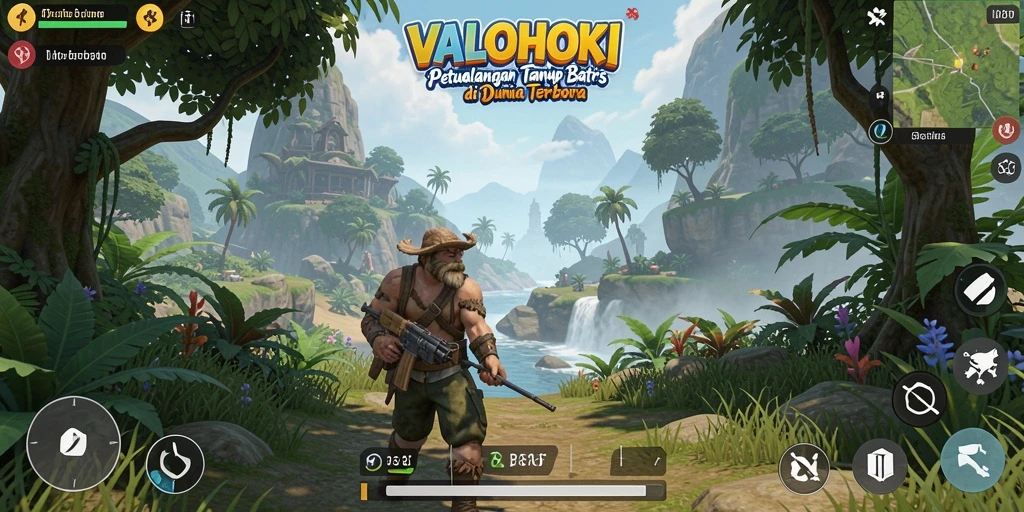 Tampilan gameplay VALOHOKI dalam dunia terbuka yang mengagumkan.