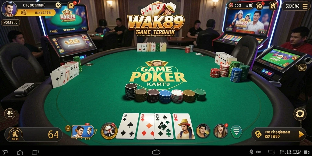 Tampilan gameplay seru dalam aplikasi WAK89 yang menampilkan poker langsung.