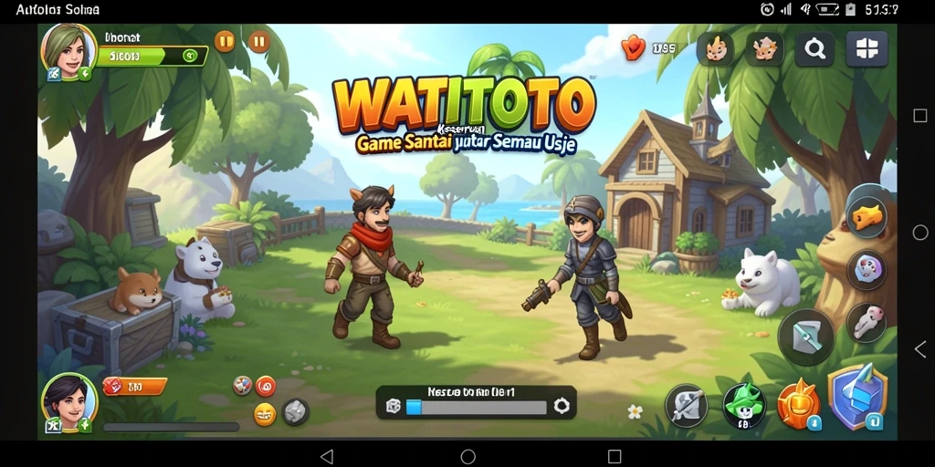 Screenshot gameplay WATITOTO dengan karakter unik dan lingkungan berwarna.