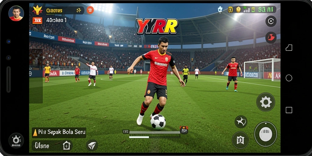 Tampilan gameplay menarik dari YYRR yang menampilkan aksi sepak bola yang mendebarkan.